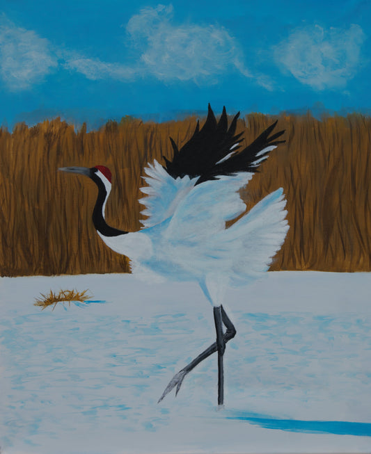 Dancing crane, original 50x60 cm