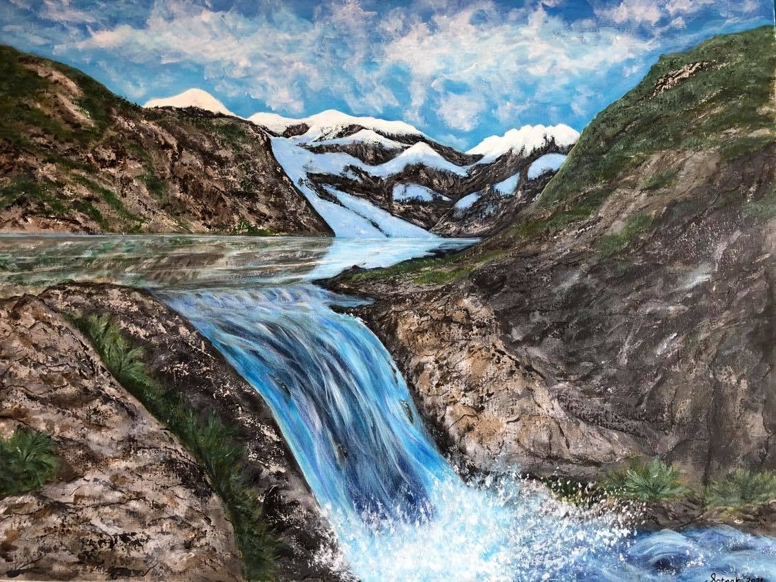 Chasing waterfalls, original 80x60 cm