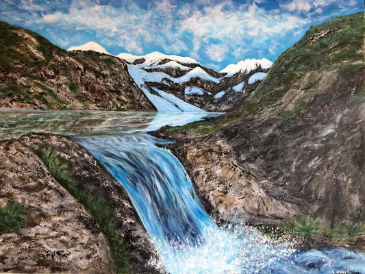 Chasing waterfalls, original 80x60 cm