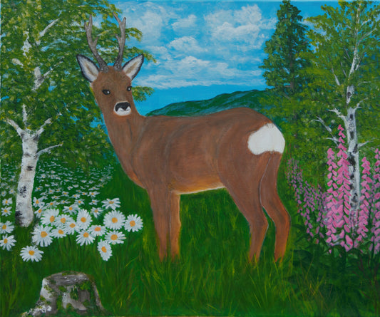 Deer buck, original 60x50 cm